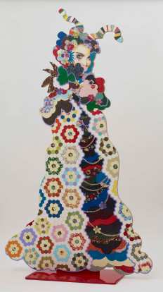 Alicia Paz, Boxer, 2013, Mixed media on wood, metal base, 180 x 110 x 40 cm, front view, Courtesy Galerie Dukan